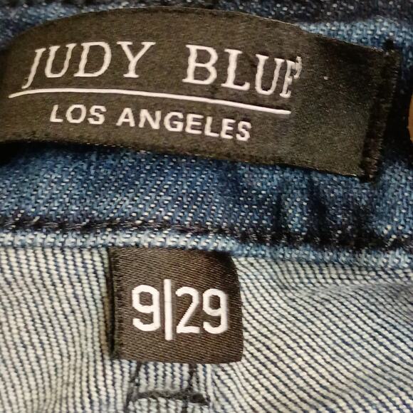 Judy Blue Women 9/29 Dark Wash Shelly High Rise Distressed Fray Hem Denim Jeans - Picture 4 of 7